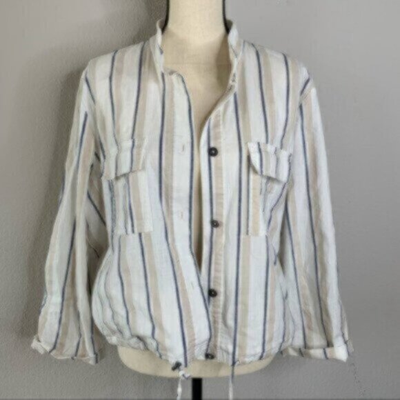 NWOT Rails Rowan Striped Linen Lightweight Button Down Jacket - Picture 8 of 12